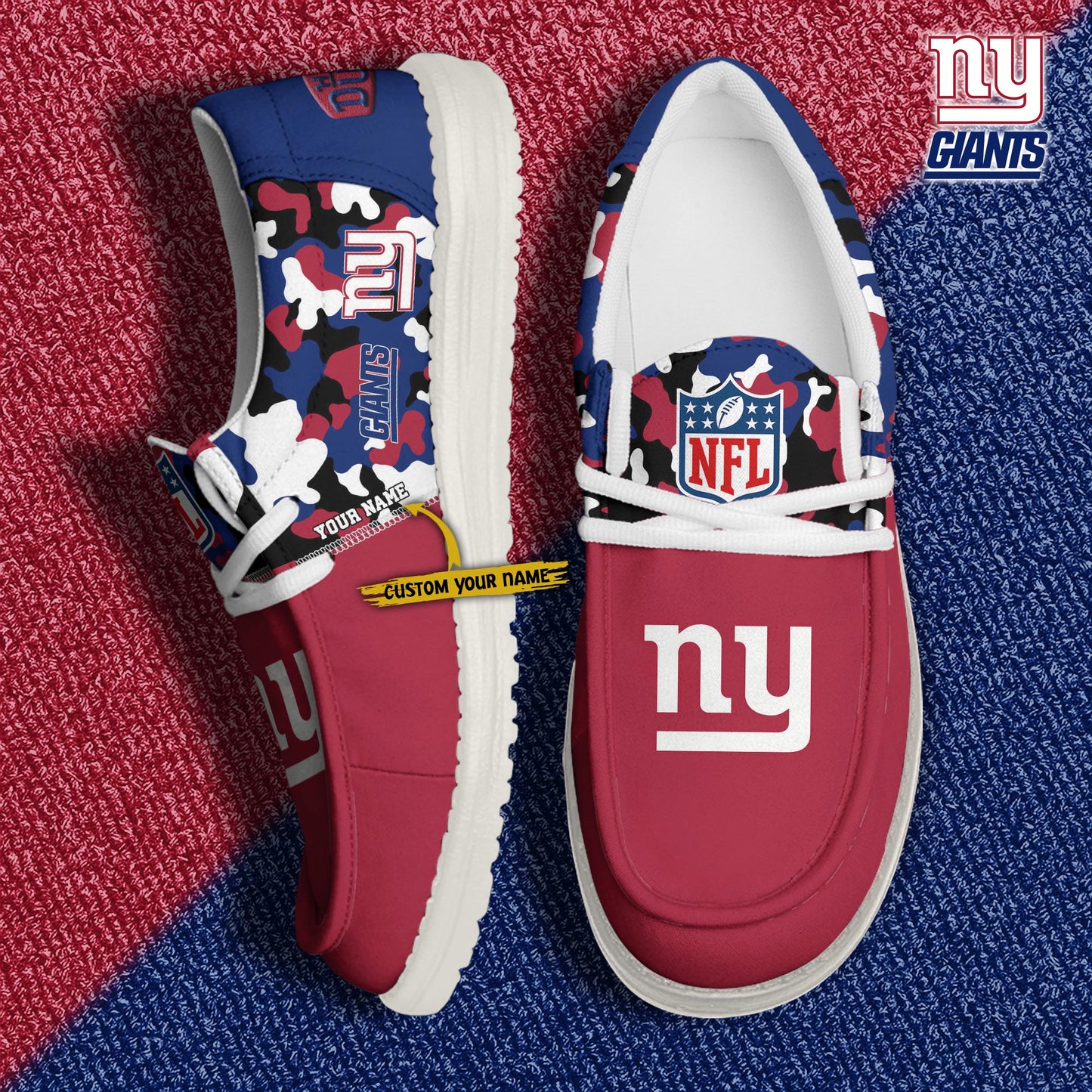 LIMITED EDITION - NEW CUSTOMIZED NFL32 NYG NEW YORK GIANTS LOAFER SHOES