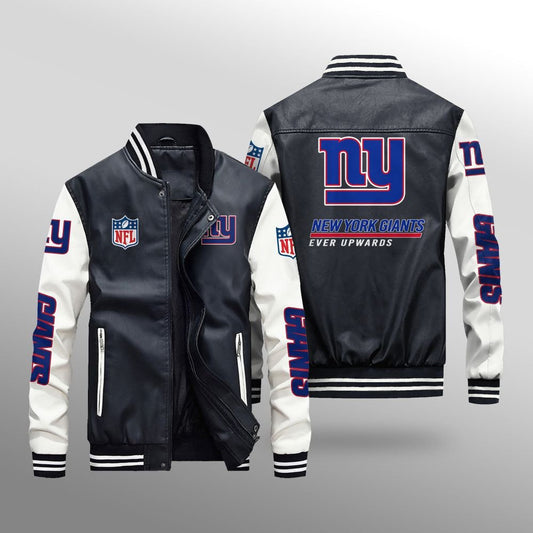LIMITED EDITION - NEW CUSTOMIZED NFL32 NYG NEW YORK GIANTS LEATHER BOMBER JACKET