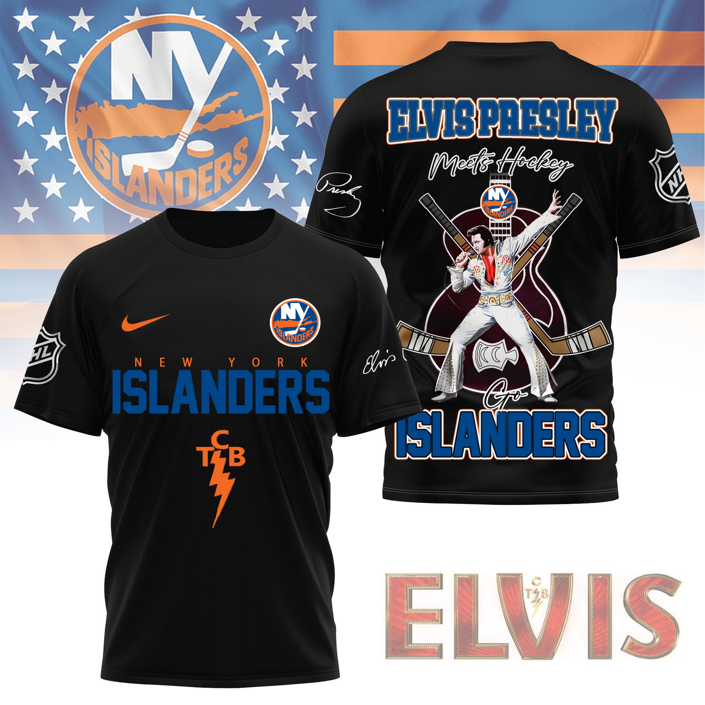 LIMITED EDITION - NEW CUSTOMIZED NHL25 NYI NEW YORK ISLANDERS X ELVIS PRESLEY FAN 3D SHIRT