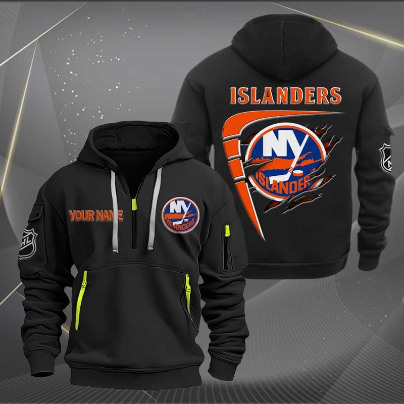 LIMITED EDITION - NEW CUSTOMIZED NHL25 NYI NEW YORK ISLANDERS QUARTER ZIP HOODIE