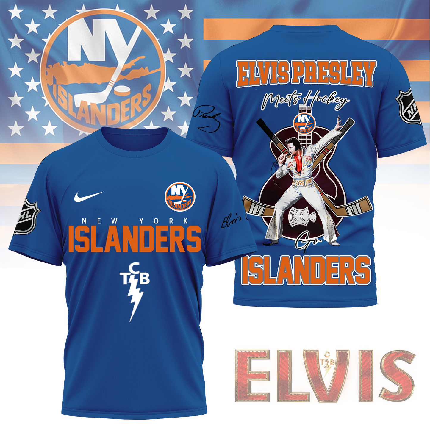 LIMITED EDITION - NEW CUSTOMIZED NHL25 NYI NEW YORK ISLANDERS X ELVIS PRESLEY FAN 3D SHIRT
