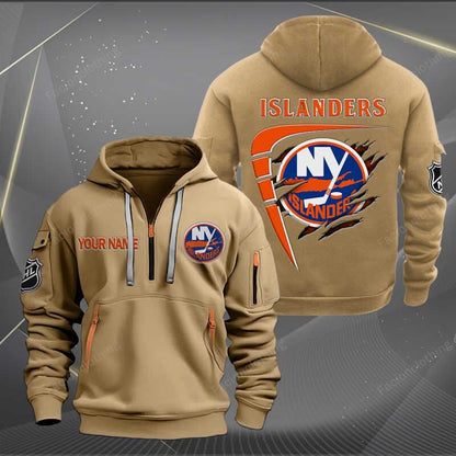 LIMITED EDITION - NEW CUSTOMIZED NHL25 NYI NEW YORK ISLANDERS QUARTER ZIP HOODIE