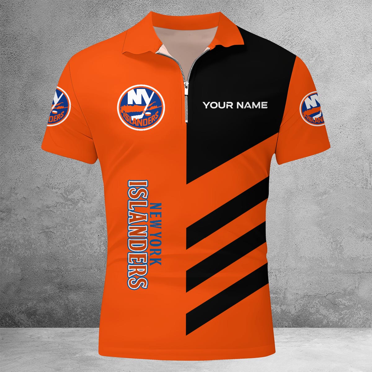 LIMITED EDITION - NEW CUSTOMIZED NHL25 NYI NEW YORK ISLANDERS ZIP POLO SHIRT