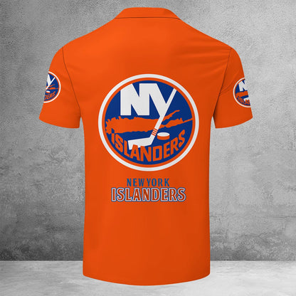 LIMITED EDITION - NEW CUSTOMIZED NHL25 NYI NEW YORK ISLANDERS ZIP POLO SHIRT
