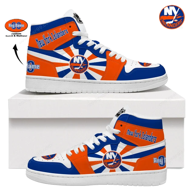 LIMITED EDITION - NEW CUSTOMIZED NHL25 NY ISLANDERS AIR JORDAN SNEAKERS