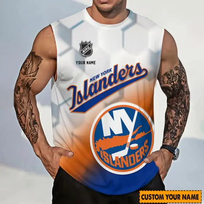 LIMITED EDITION - NEW CUSTOMIZED NHL25 NYI NEW YORK ISLANDERS TANK TOP & GYM SHIRT