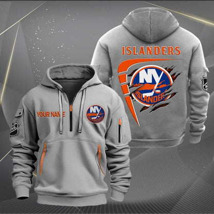 LIMITED EDITION - NEW CUSTOMIZED NHL25 NYI NEW YORK ISLANDERS QUARTER ZIP HOODIE