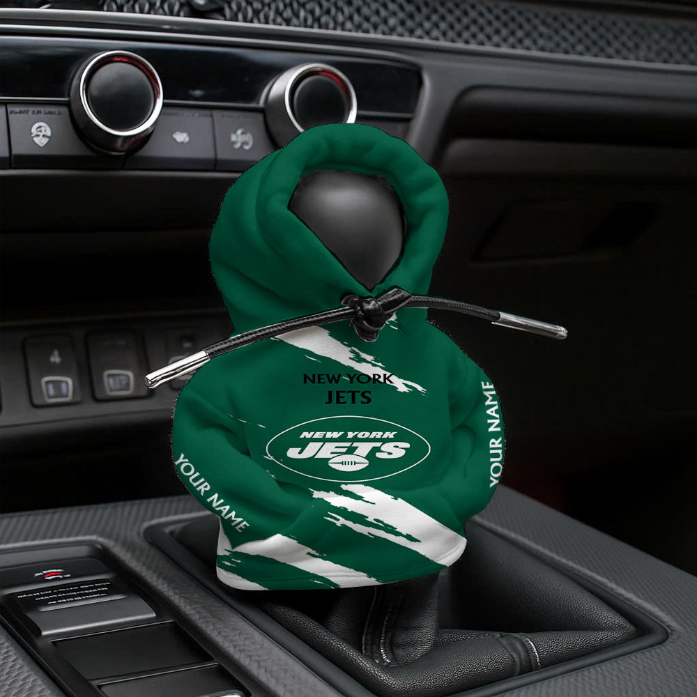 LIMITED EDITION - NEW CUSTOMIZED NFL25 NYJ NEW YORK JETS CAR HOODIE SHIFT KNOB COVER