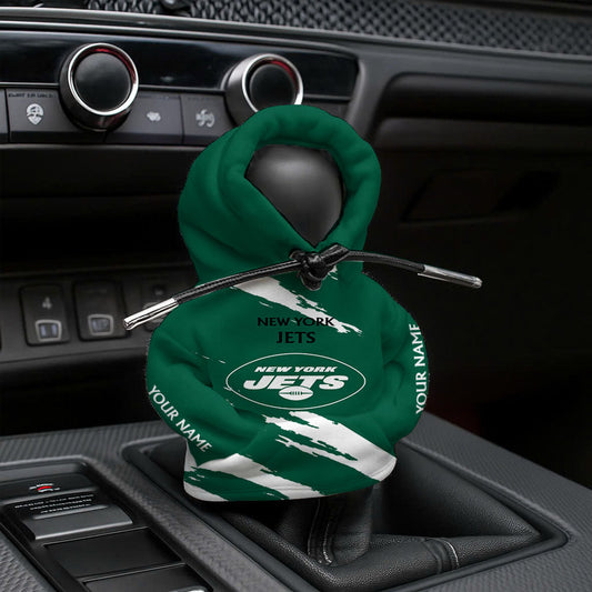 LIMITED EDITION - NEW CUSTOMIZED NFL25 NYJ NEW YORK JETS CAR HOODIE SHIFT KNOB COVER