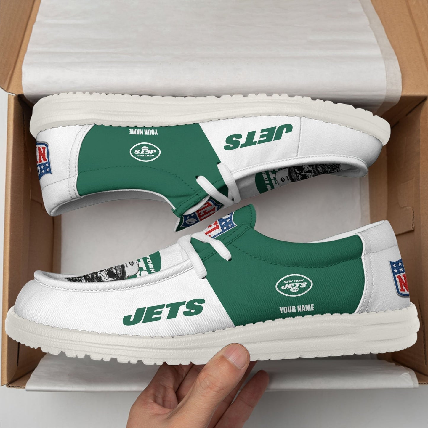 LIMITED EDITION - NEW CUSTOMIZED NFL25 NYJ NEW YORK JETS LOAFER SHOES