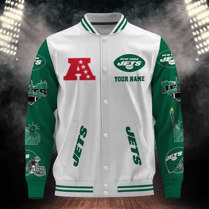 LIMITED EDITION - NEW CUSTOMIZED NFL25 NYJ NEW YORK JETS BASEBALL JACKET