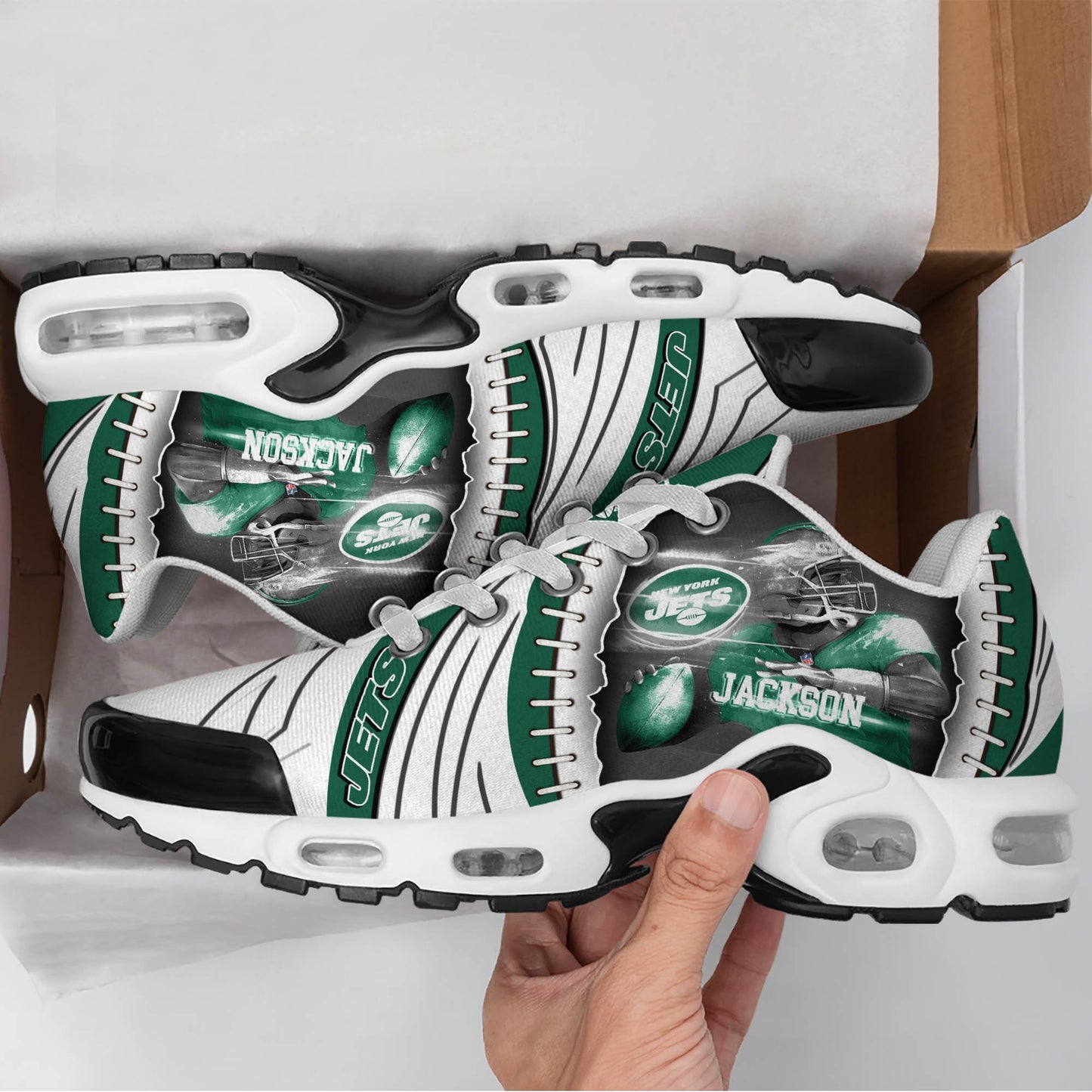 LIMITED EDITION - NEW CUSTOMIZED NFL25 NYJ NEW YORK JETS UNISEX AIR MAX PLUS SNEAKERS