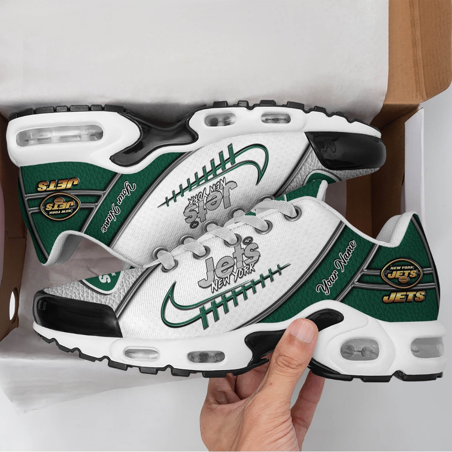 LIMITED EDITION - NEW CUSTOMIZED NFL25 NYJ NEW YORK JETS UNISEX AIR MAX PLUS SNEAKERS