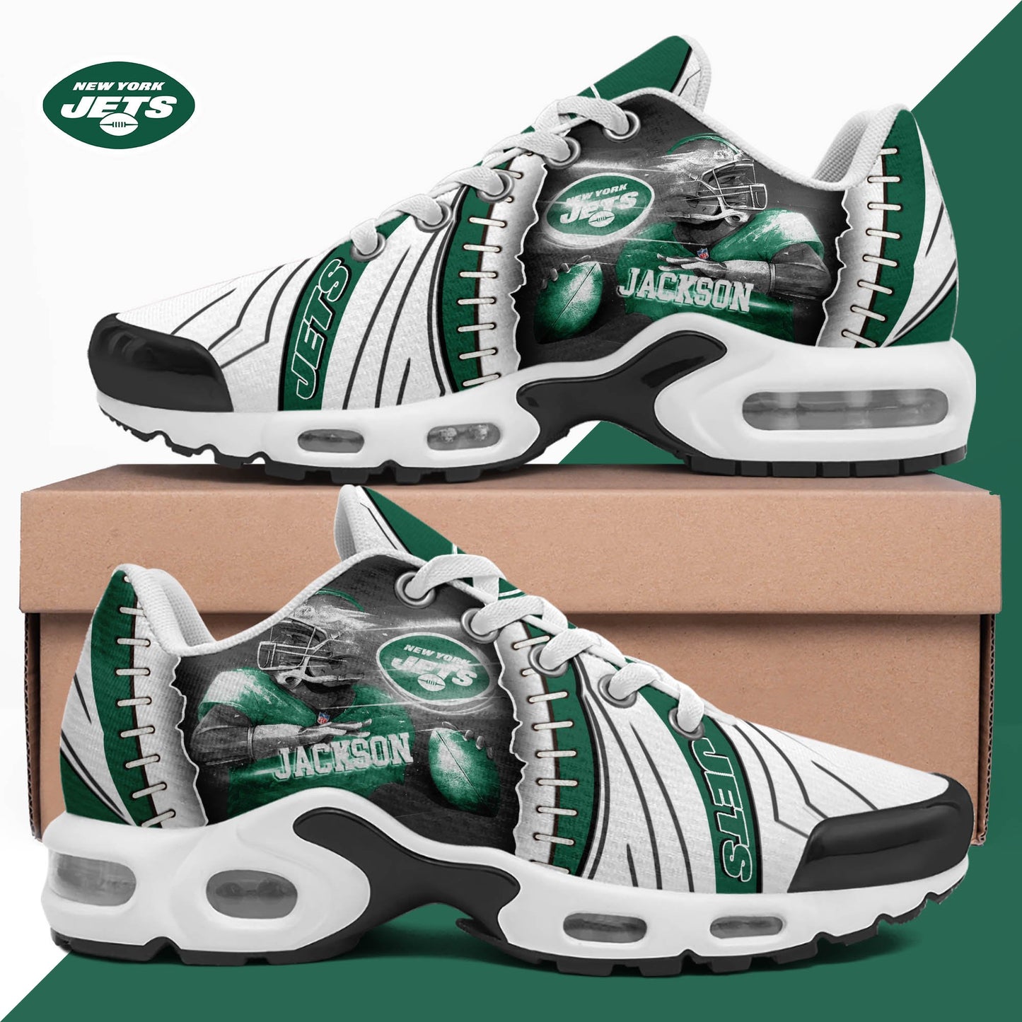 LIMITED EDITION - NEW CUSTOMIZED NFL25 NYJ NEW YORK JETS UNISEX AIR MAX PLUS SNEAKERS