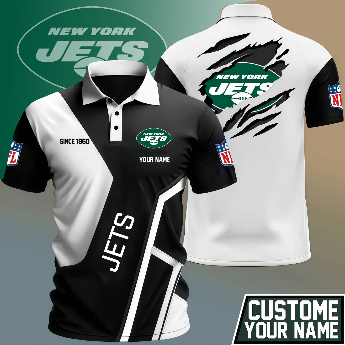 LIMITED EDITION - NEW CUSTOMIZED NFL25 NYJ NEW YORK JETS POLO SHIRT