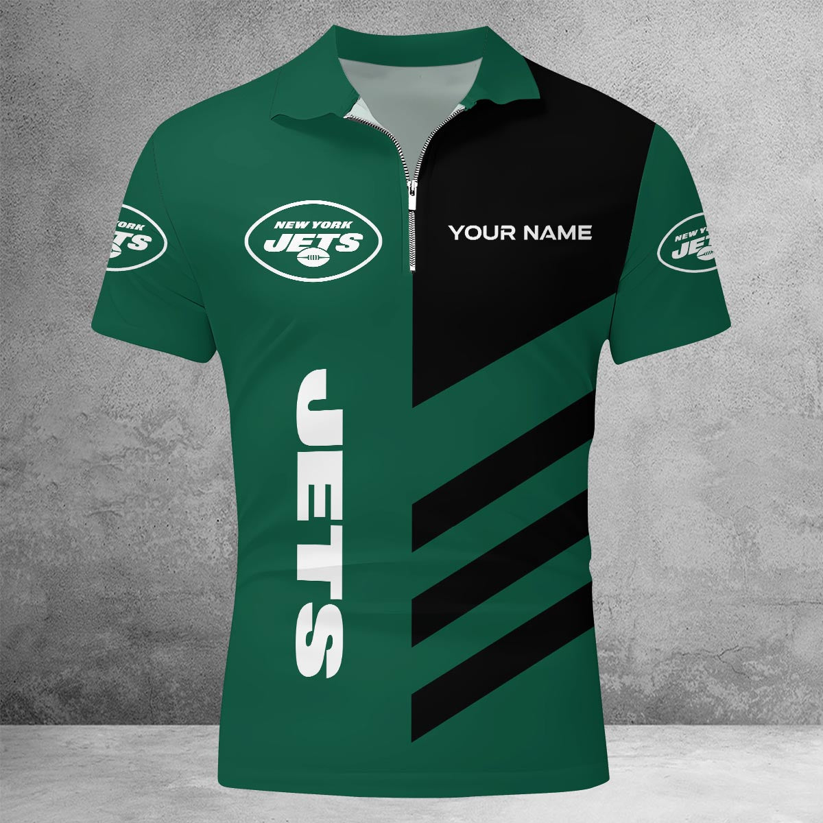 LIMITED EDITION - NEW CUSTOMIZED NFL25 NYJ NEW YORK JETS ZIP POLO SHIRT