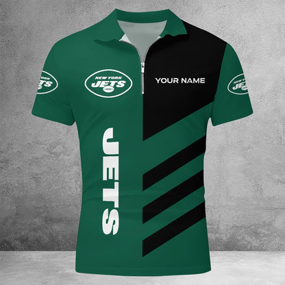 LIMITED EDITION - NEW CUSTOMIZED NFL25 NYJ NEW YORK JETS ZIP POLO SHIRT
