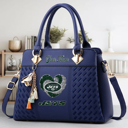 LIMITED EDITION - NEW CUSTOMIZED NFL25 NYJ NEW YORK JETS ZIP HANDBAG MULTICOLOR