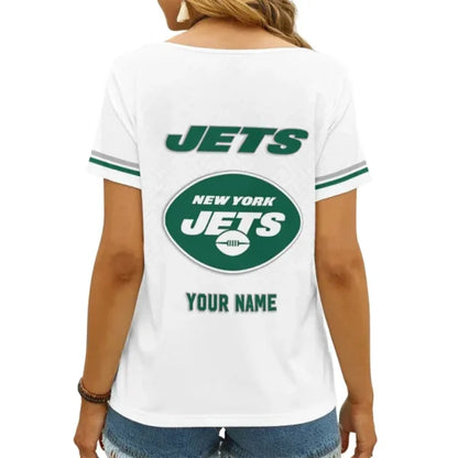 LIMITED EDITION - NEW CUSTOMIZED NFL25 NYJ NEW YORK JETS V-NECK FEMALE SHIRT
