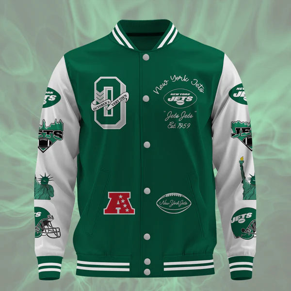LIMITED EDITION - NEW CUSTOMIZED NFL25 NYJ NEW YORK JETS BASEBALL JACKET
