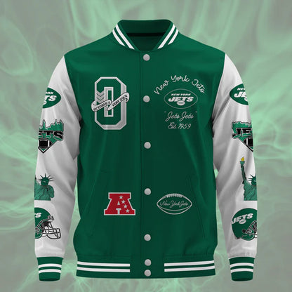 LIMITED EDITION - NEW CUSTOMIZED NFL25 NYJ NEW YORK JETS BASEBALL JACKET