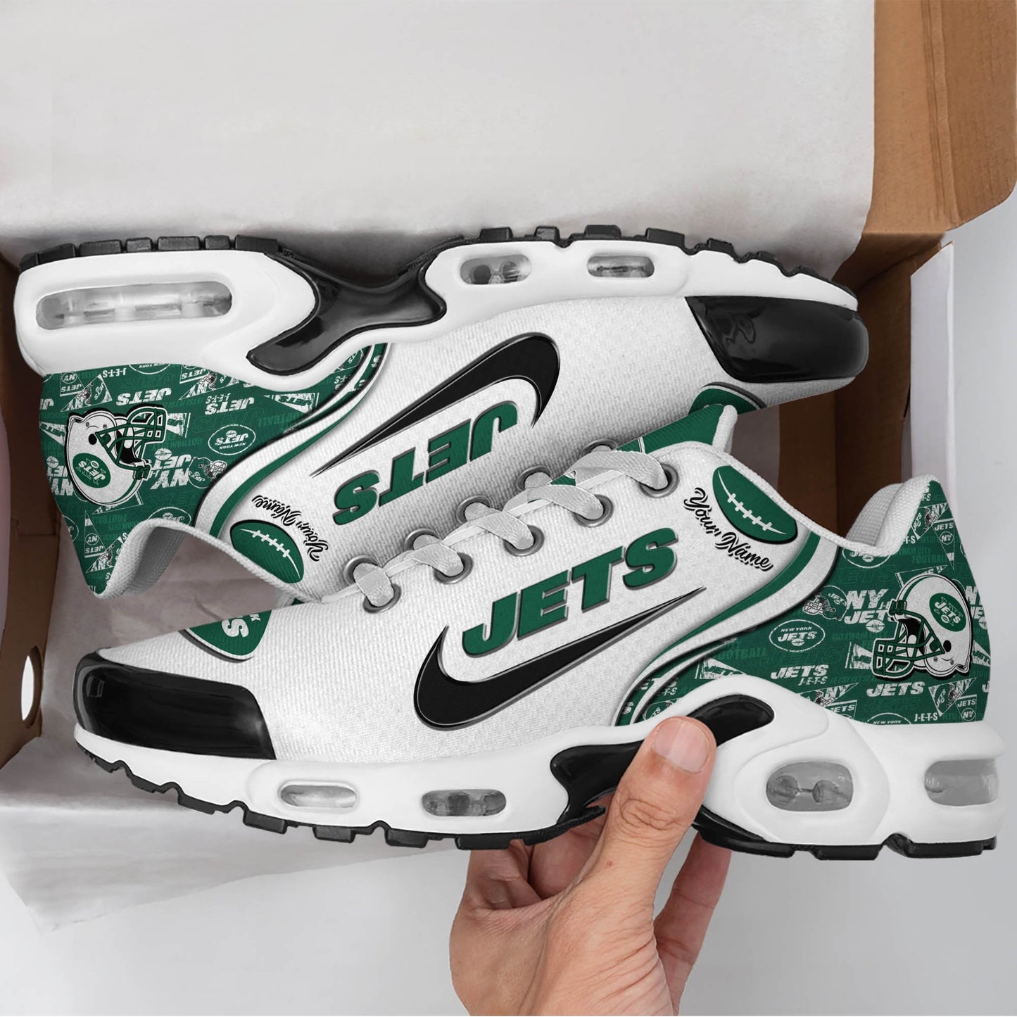 LIMITED EDITION - NEW CUSTOMIZED NFL25 NYJ NEW YORK JETS UNISEX AIR MAX PLUS SNEAKERS