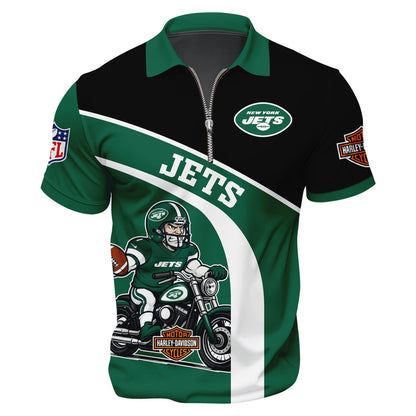 LIMITED EDITION - NEW CUSTOMIZED NFL25 NYJ NEW YORK JETS HARLEY-DAVIDSON POLO WITH ZIPPER SHIRT