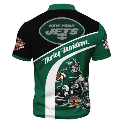 LIMITED EDITION - NEW CUSTOMIZED NFL25 NYJ NEW YORK JETS HARLEY-DAVIDSON POLO WITH ZIPPER SHIRT
