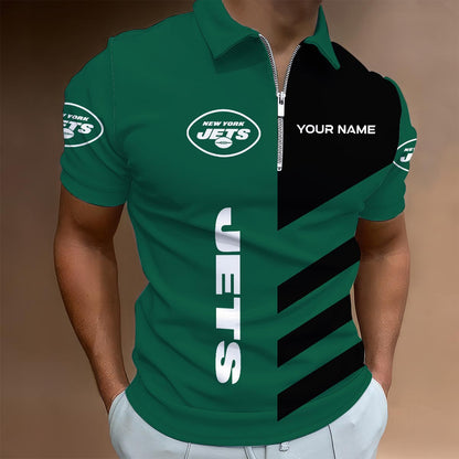 LIMITED EDITION - NEW CUSTOMIZED NFL25 NYJ NEW YORK JETS ZIP POLO SHIRT