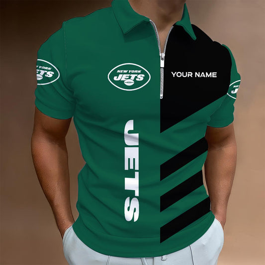 LIMITED EDITION - NEW CUSTOMIZED NFL25 NYJ NEW YORK JETS ZIP POLO SHIRT