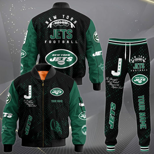 LIMITED EDITION - NEW CUSTOMIZED NFL25 NYJ NEW YORK JETS SATIN VARSITY JACKET & LONG PANTS