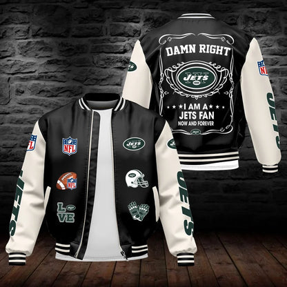 LIMITED EDITION - NEW CUSTOMIZED NFL25 NYJ NEW YORK JETS LEATHER BOMBER JACKET