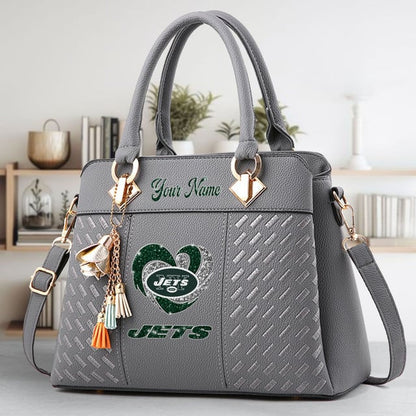 LIMITED EDITION - NEW CUSTOMIZED NFL25 NYJ NEW YORK JETS ZIP HANDBAG MULTICOLOR