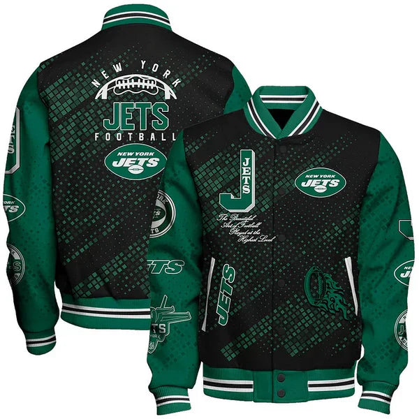 LIMITED EDITION - NEW CUSTOMIZED NFL25 NYJ NEW YORK JETS SATIN VARSITY JACKET & BASEBALL JACKET