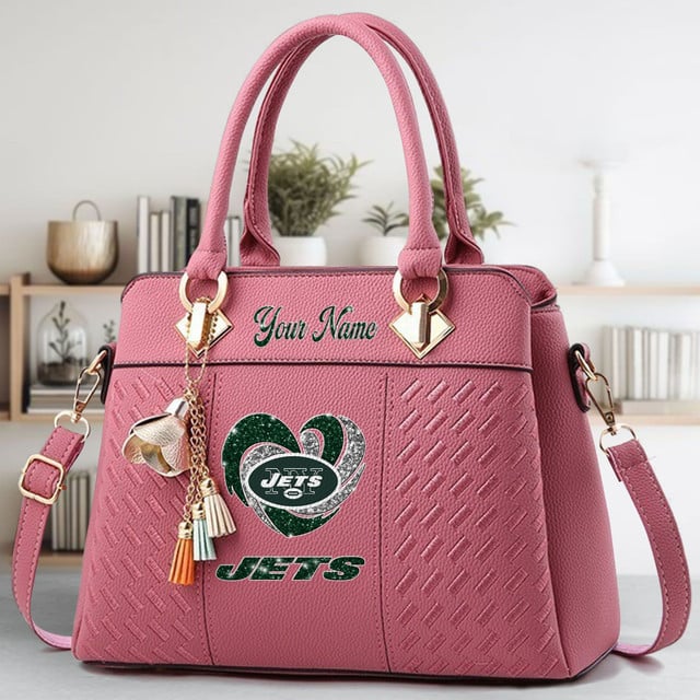 LIMITED EDITION - NEW CUSTOMIZED NFL25 NYJ NEW YORK JETS ZIP HANDBAG MULTICOLOR