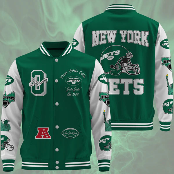 LIMITED EDITION - NEW CUSTOMIZED NFL25 NYJ NEW YORK JETS BASEBALL JACKET