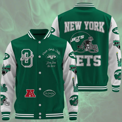 LIMITED EDITION - NEW CUSTOMIZED NFL25 NYJ NEW YORK JETS BASEBALL JACKET