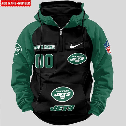 LIMITED EDITION - NEW CUSTOMIZED NFL25 NYJ NEW YORK JETS QUARTER ZIP HOODIE