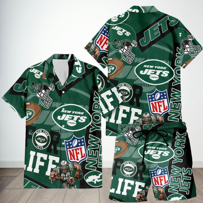 LIMITED EDITION - NEW CUSTOMIZED NFL25 NYJ NEW YORK JETS UNISEX HAWAIIAN SHIRT & SHORTS SET