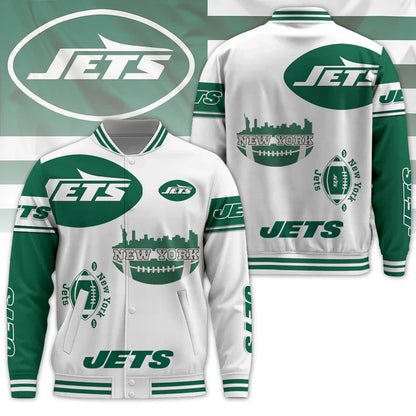 LIMITED EDITION - NEW CUSTOMIZED NFL25 NYJ NEW YORK JETS BASEBALL JACKET