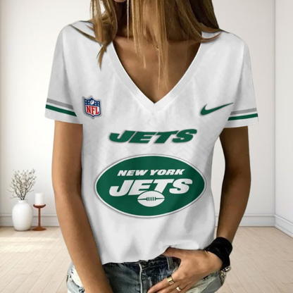 LIMITED EDITION - NEW CUSTOMIZED NFL25 NYJ NEW YORK JETS V-NECK FEMALE SHIRT