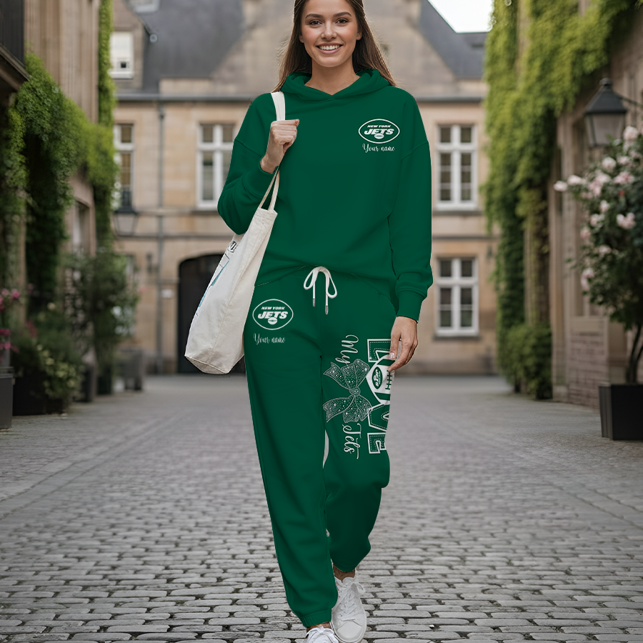 LIMITED EDITION - NEW CUSTOMIZED NFL25 NYJ NEW YORK JETS HOODIE & LONGPANTS