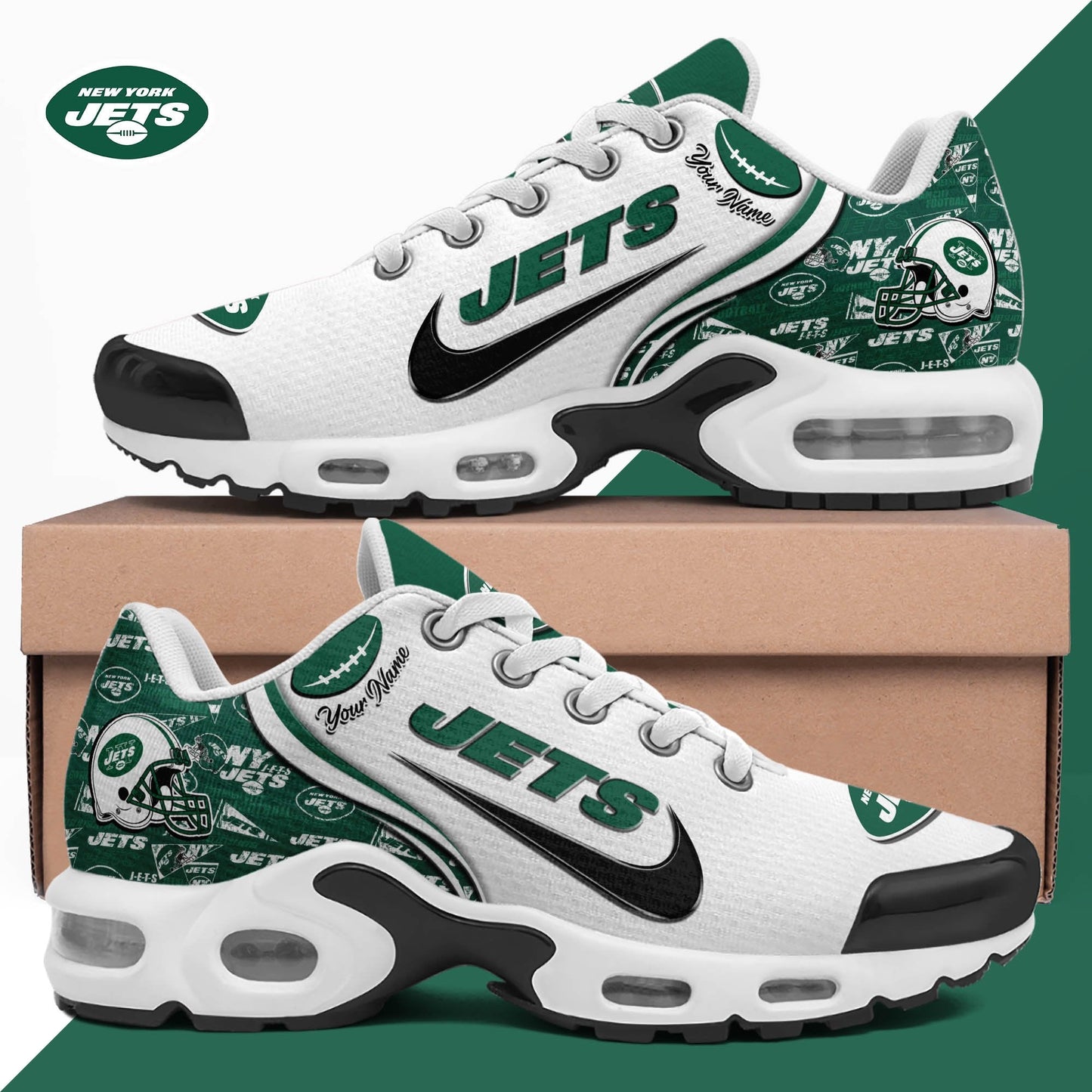 LIMITED EDITION - NEW CUSTOMIZED NFL25 NYJ NEW YORK JETS UNISEX AIR MAX PLUS SNEAKERS