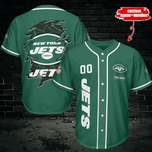 LIMITED EDITION - NEW CUSTOMIZED NFL25 NYJ NEW YORK JETS BASEBALL JERSEY