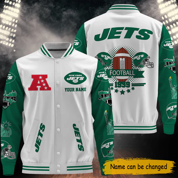 LIMITED EDITION - NEW CUSTOMIZED NFL25 NYJ NEW YORK JETS BASEBALL JACKET