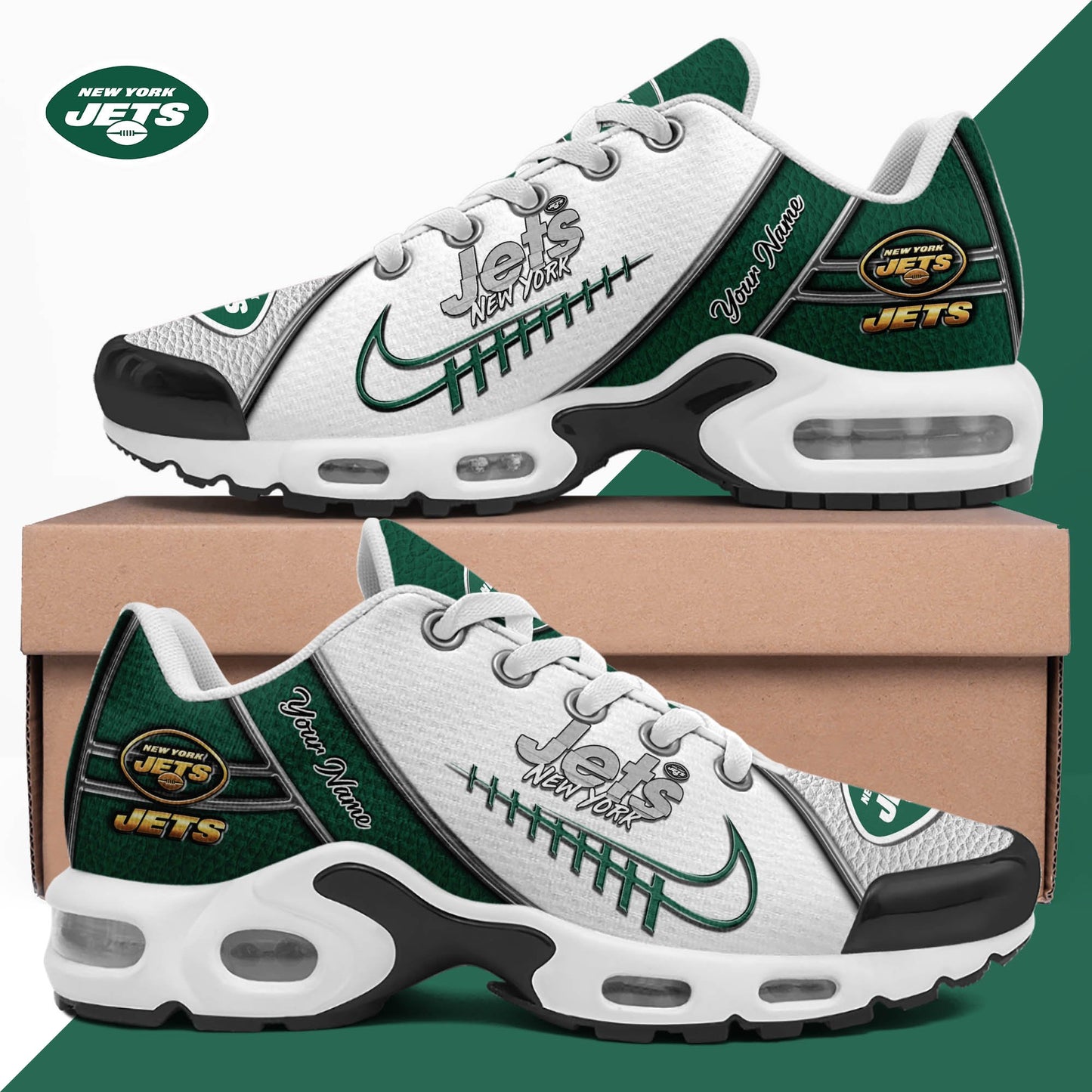 LIMITED EDITION - NEW CUSTOMIZED NFL25 NYJ NEW YORK JETS UNISEX AIR MAX PLUS SNEAKERS