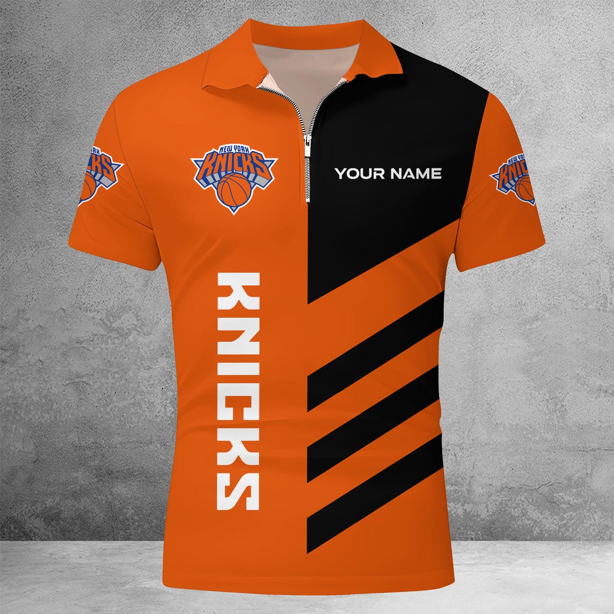 LIMITED EDITION - NEW CUSTOMIZED NBA04 NY NEW YORK KNICKS ZIP POLO SHIRT