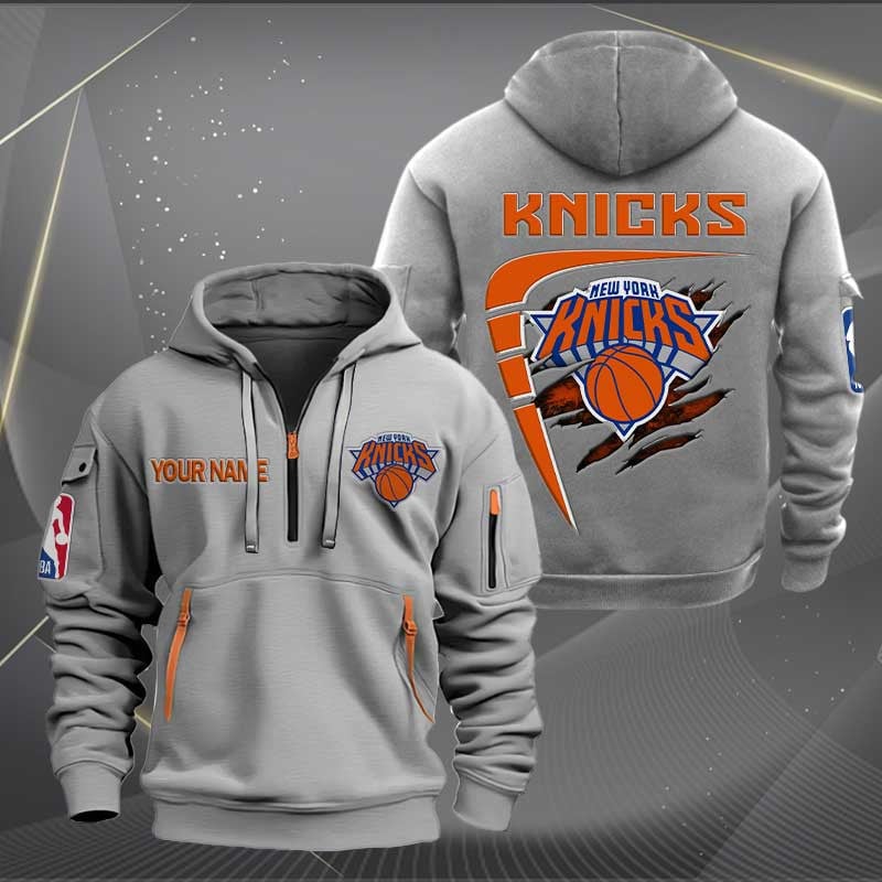 [HOT DEAL] NEW CUSTOMIZED NBA04 NY NEW YORK KNICKS QUARTER ZIP HOODIE