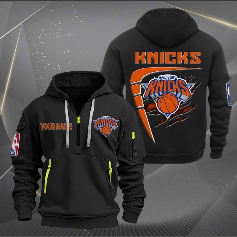 [HOT DEAL] NEW CUSTOMIZED NBA04 NY NEW YORK KNICKS QUARTER ZIP HOODIE