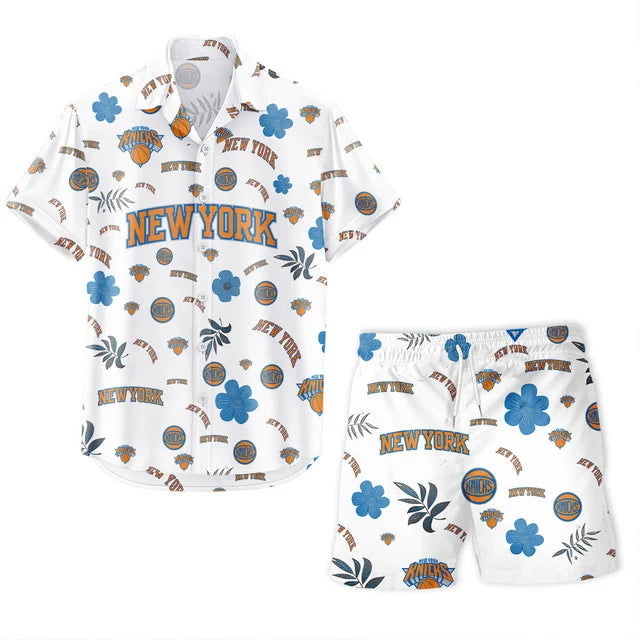 LIMITED EDITION - NEW CUSTOMIZED NBA04 NYK NEW YORK KNICKS UNISEX HAWAIIAN SHIRT & SHORTS SET